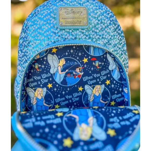 Pinocchio\'s Blue Fairy Sequin Mini Loungefly Backpack main image 6